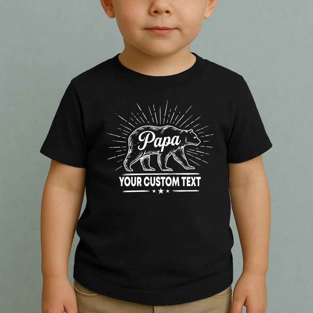 Cute Papa Bear Custom Text Fathers Day Toddler T-Shirt - Front 1