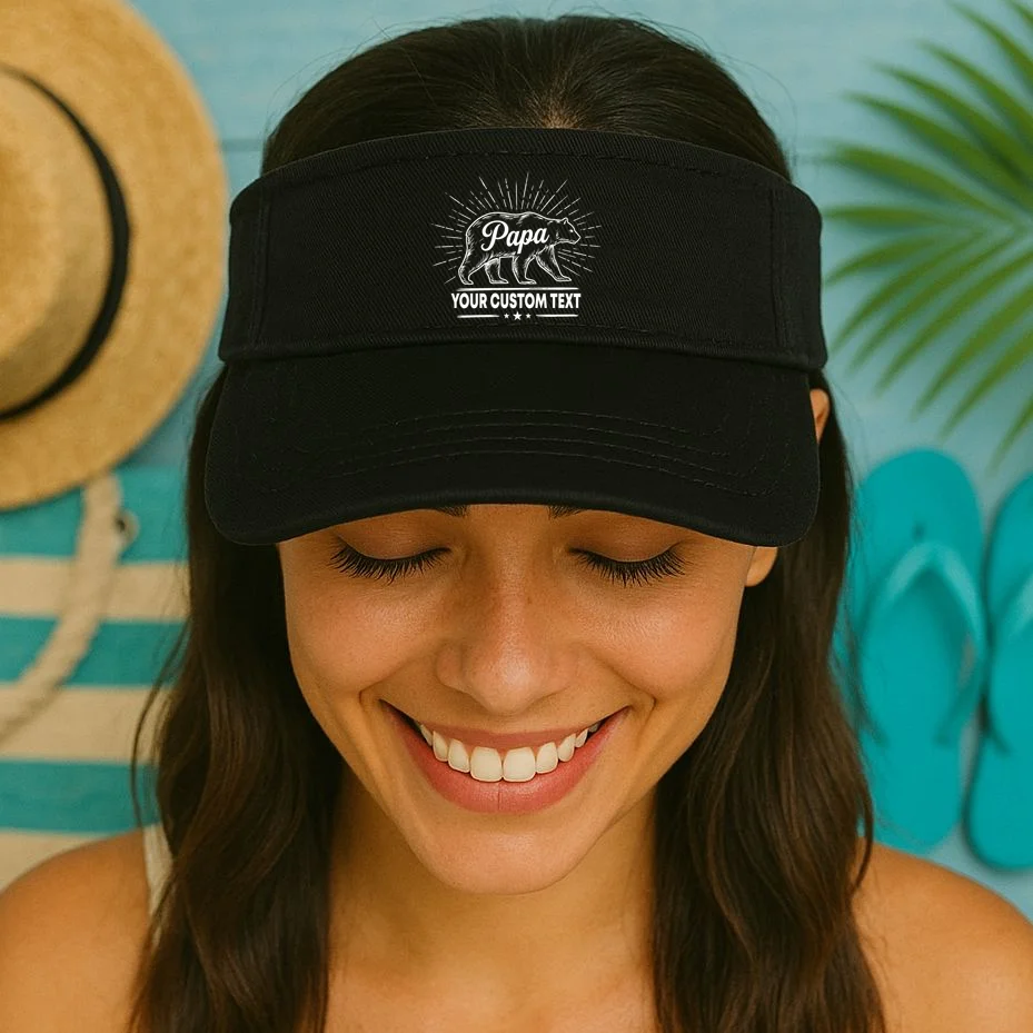 Cute Papa Bear Custom Text Fathers Day Visor - Front 1
