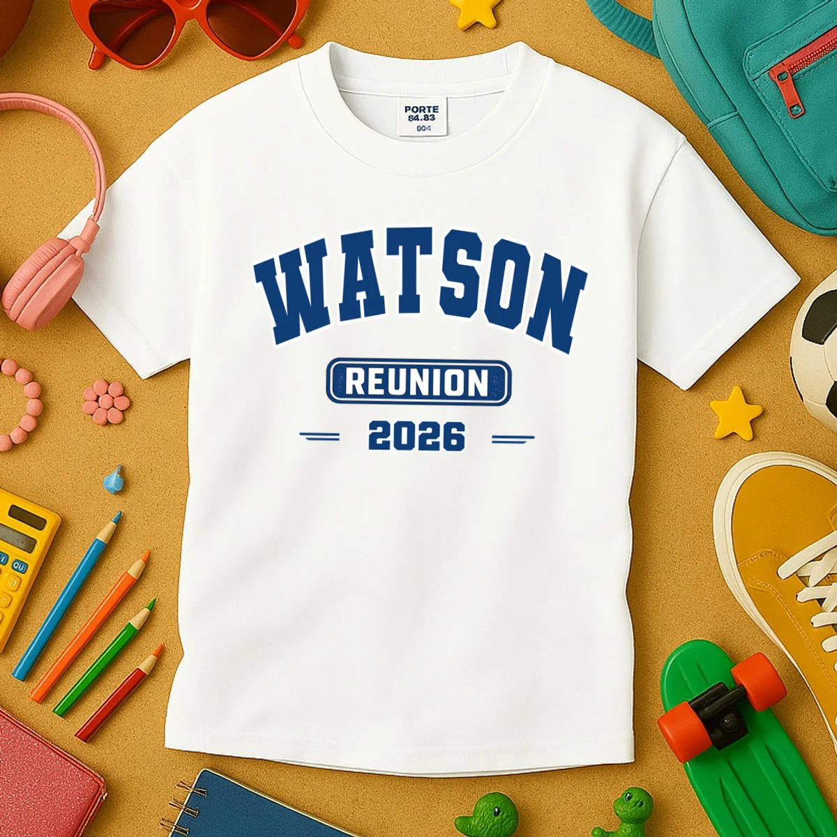 Personalized Family Reunion Last Name and Year Kids T-Shirt - Front 2