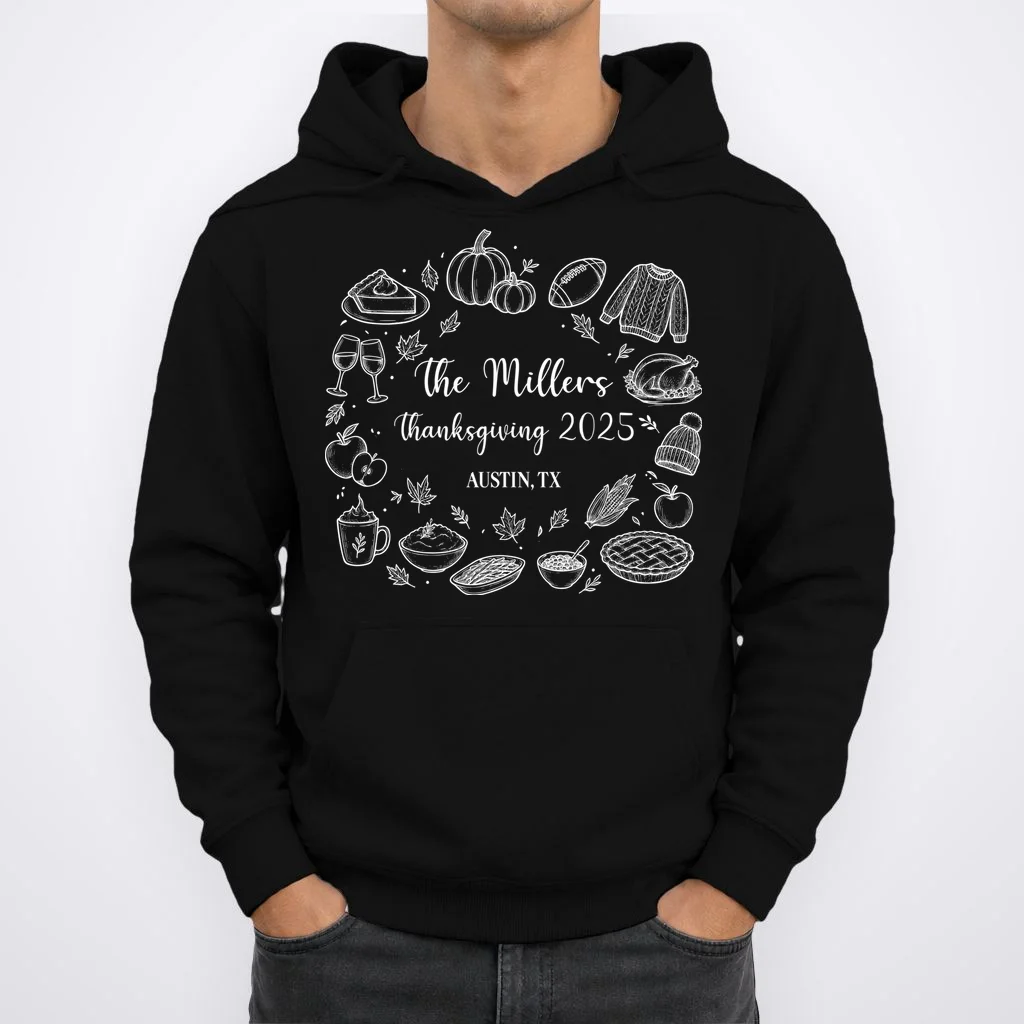 Personalized Thanksgiving Family Name Custom Gift - Rustic Thanksgiving Family Design Men's Hoodie - Front 1