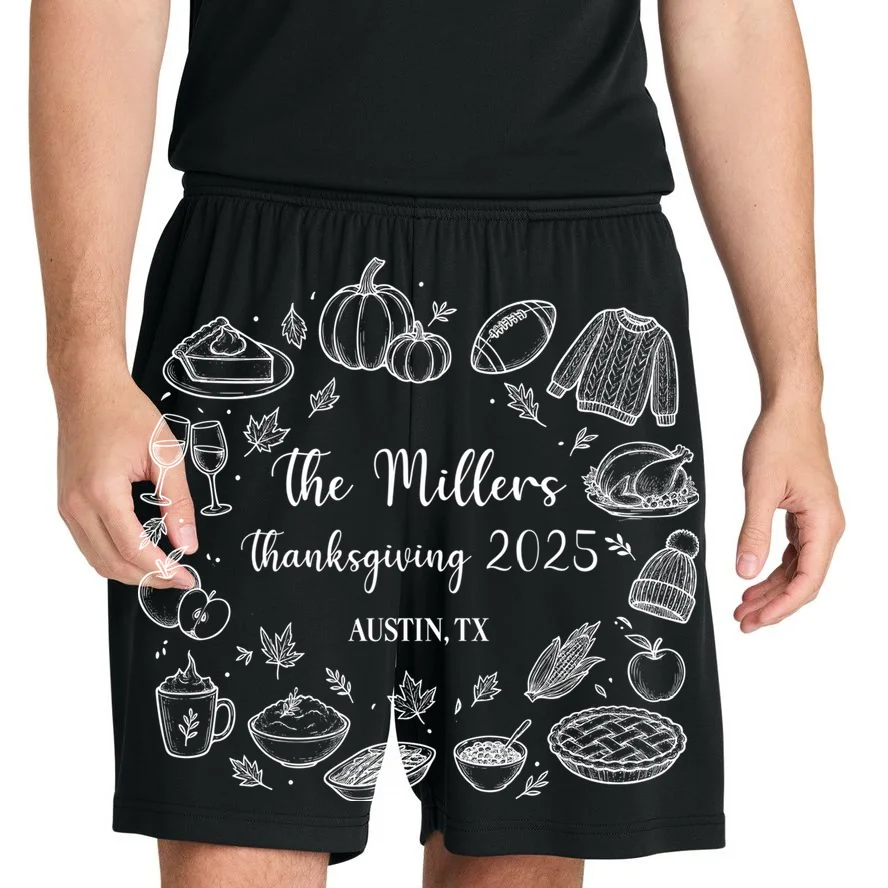 Personalized Thanksgiving Family Name Custom Gift - Rustic Thanksgiving Family Design Men's Shorts - Front 1