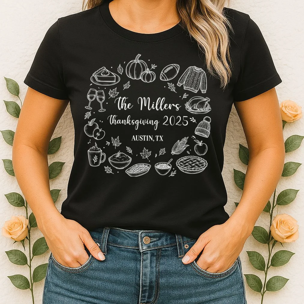Personalized Thanksgiving Family Name Custom Gift - Rustic Thanksgiving Family Design Women's T-Shirt - Front 1