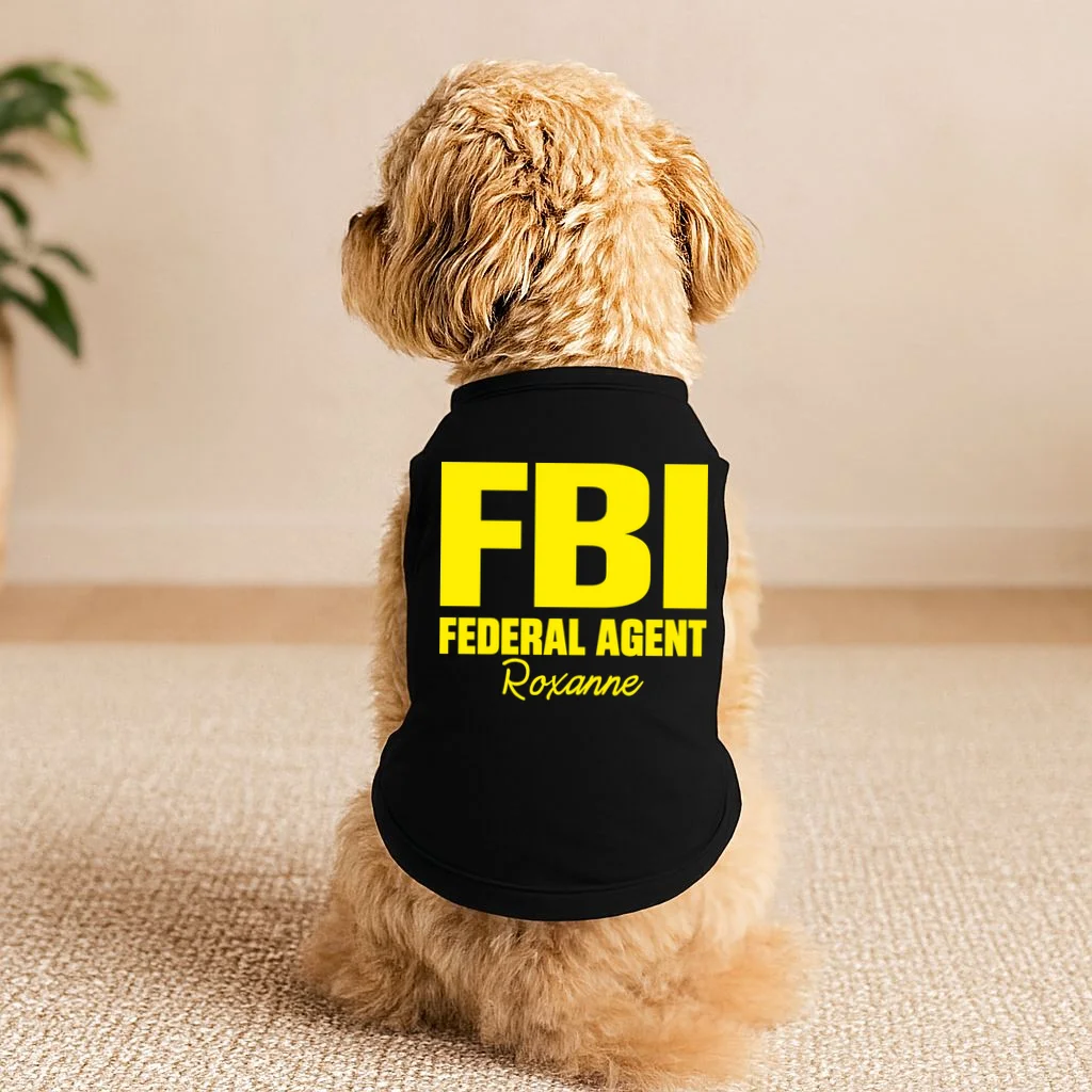 Personalized Name FBI Federal Agent Halloween Costuome Doggie Tank - Front 1