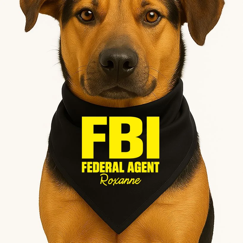 Personalized Name FBI Federal Agent Halloween Costuome Doggie Bandana - Front 1