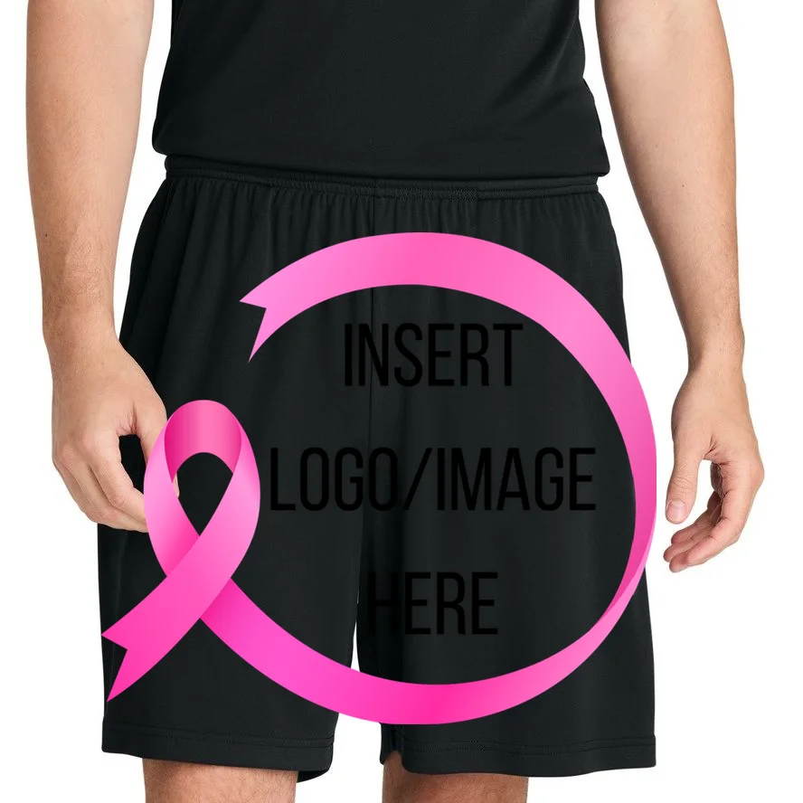 Pink Ribbon Breast Cancer Awareness Company Logo Custom Men's Shorts - Front 1