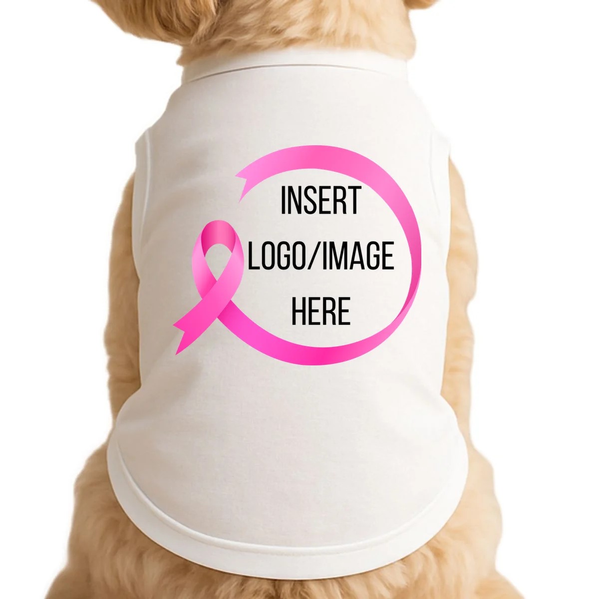 Pink Ribbon Breast Cancer Awareness Company Logo Custom Doggie Tank - Front