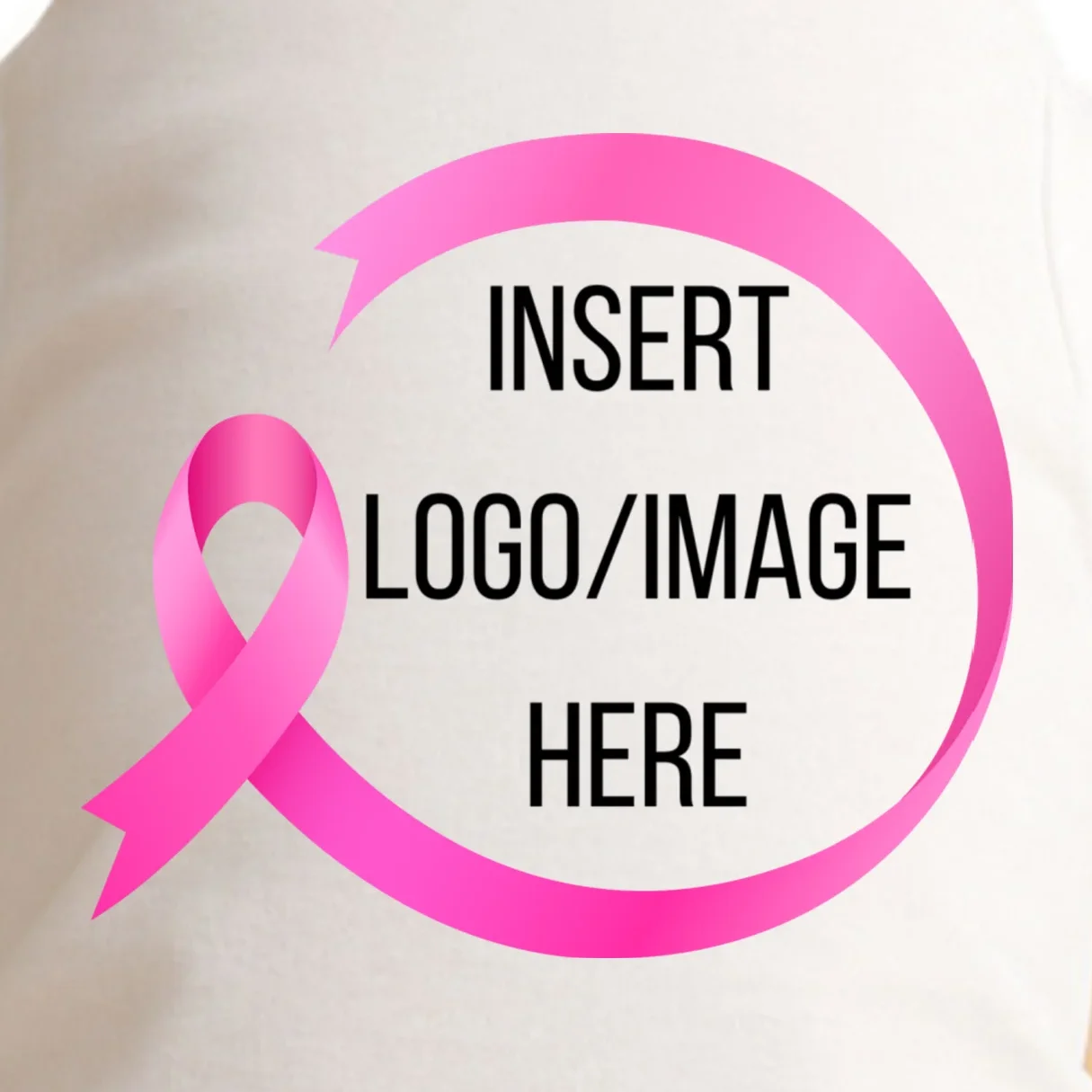 Pink Ribbon Breast Cancer Awareness Company Logo Custom Doggie Tank - Front - Close-up