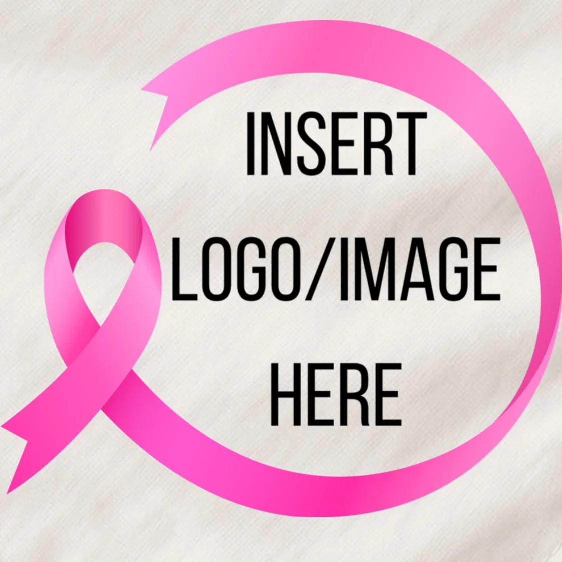 Pink Ribbon Breast Cancer Awareness Company Logo Custom Dog Bandana - Front - Close-up