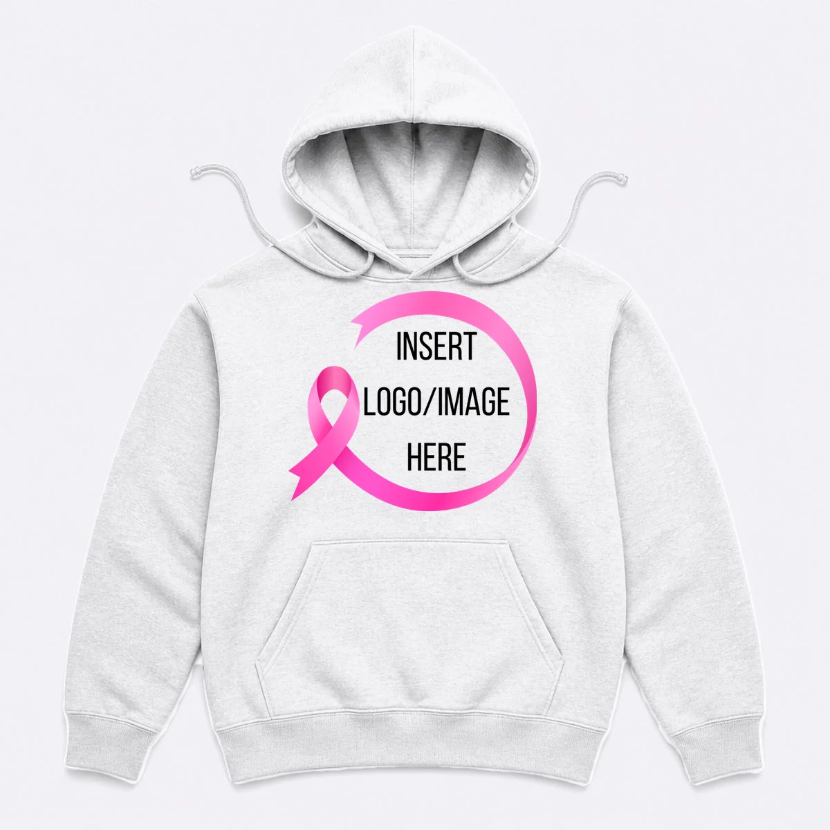 Pink Ribbon Breast Cancer Awareness Company Logo Custom Men's Hoodie - Front