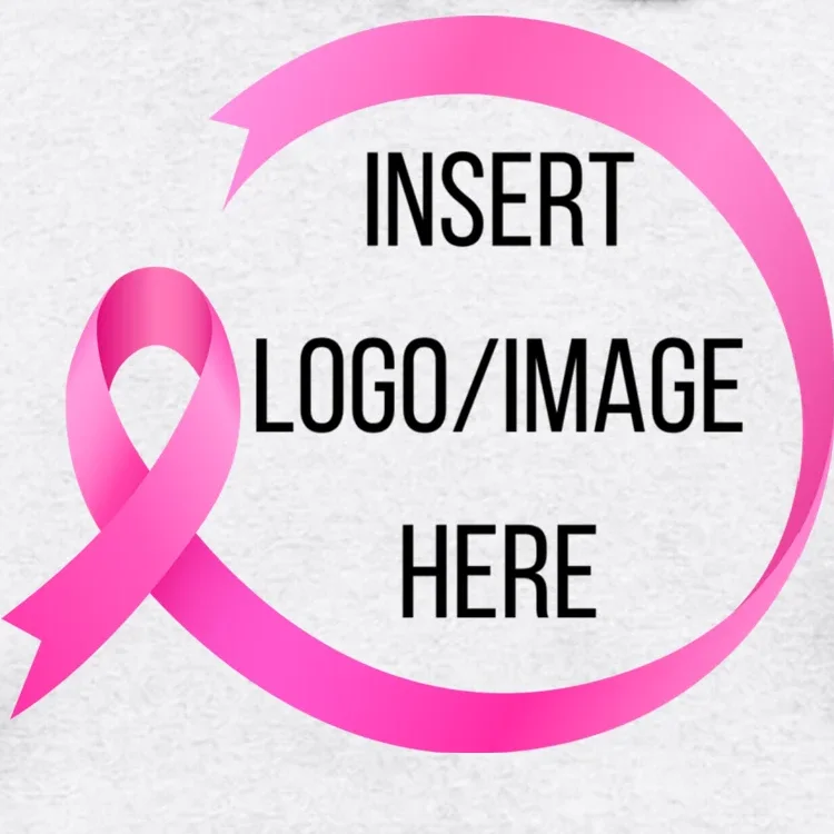 Pink Ribbon Breast Cancer Awareness Company Logo Custom Men's Hoodie - Front - Close-up