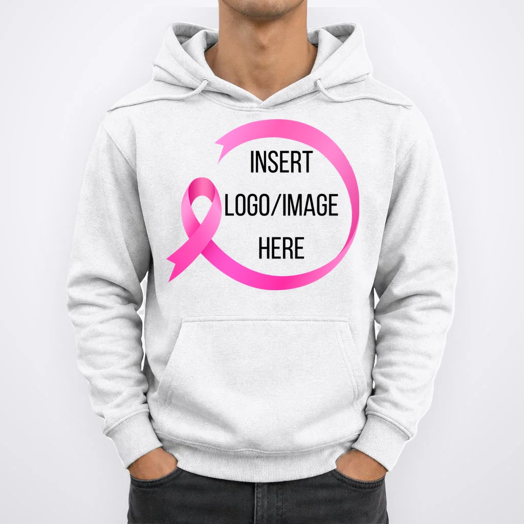 Pink Ribbon Breast Cancer Awareness Company Logo Custom Hoodie - Front 1