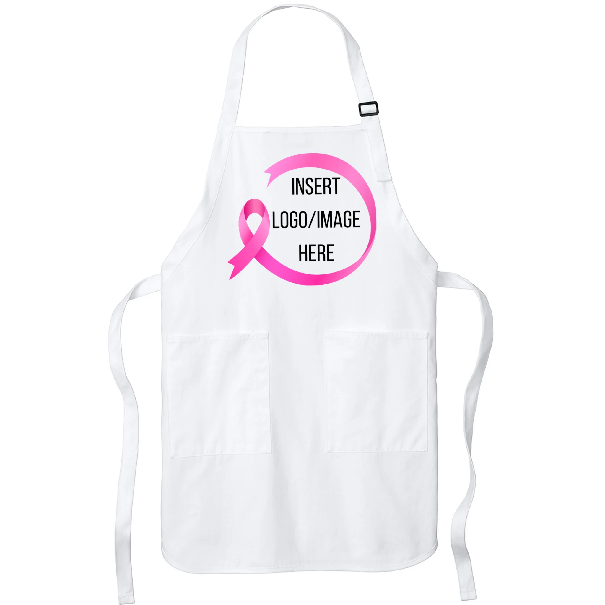 Pink Ribbon Breast Cancer Awareness Company Logo Custom Apron - Front