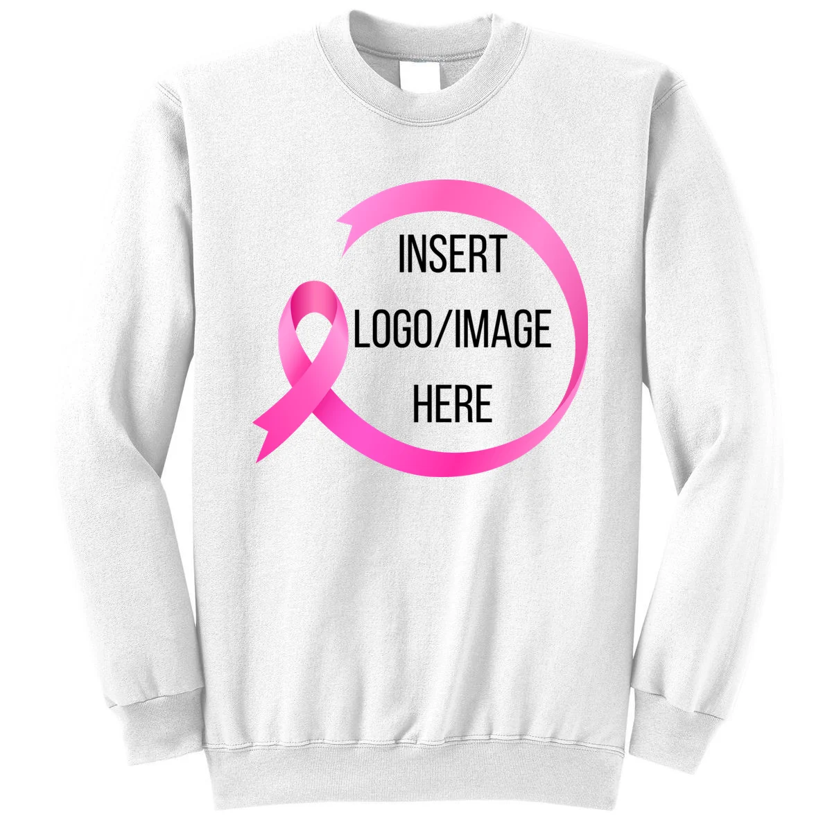 Pink Ribbon Breast Cancer Awareness Company Logo Custom Sweatshirt - Front
