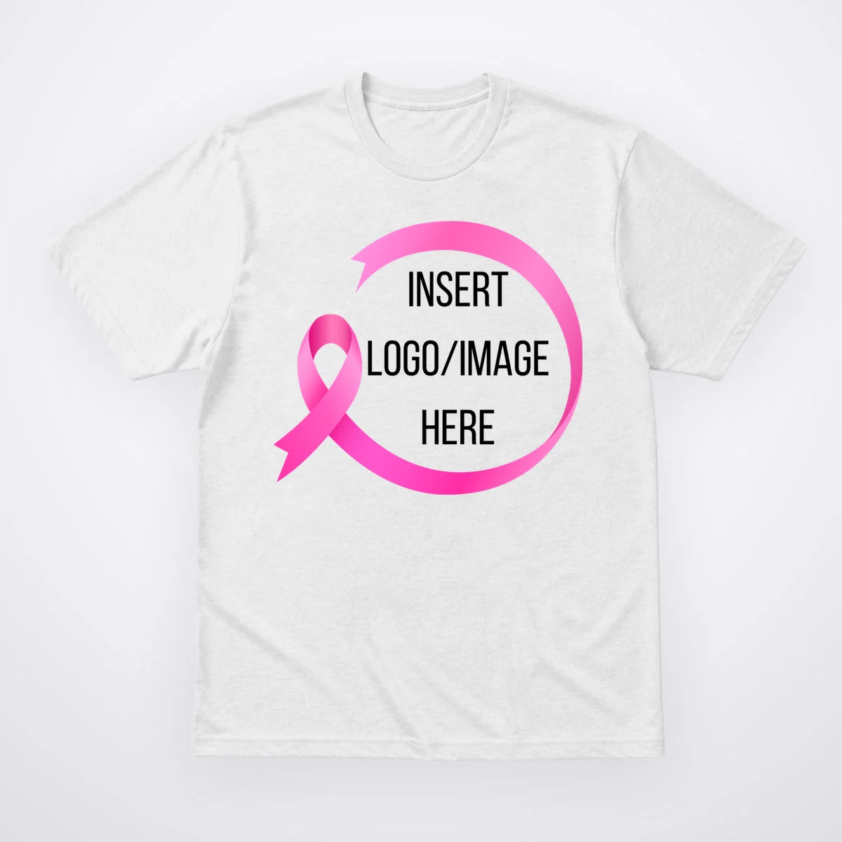 Pink Ribbon Breast Cancer Awareness Company Logo Custom T-Shirt - Front