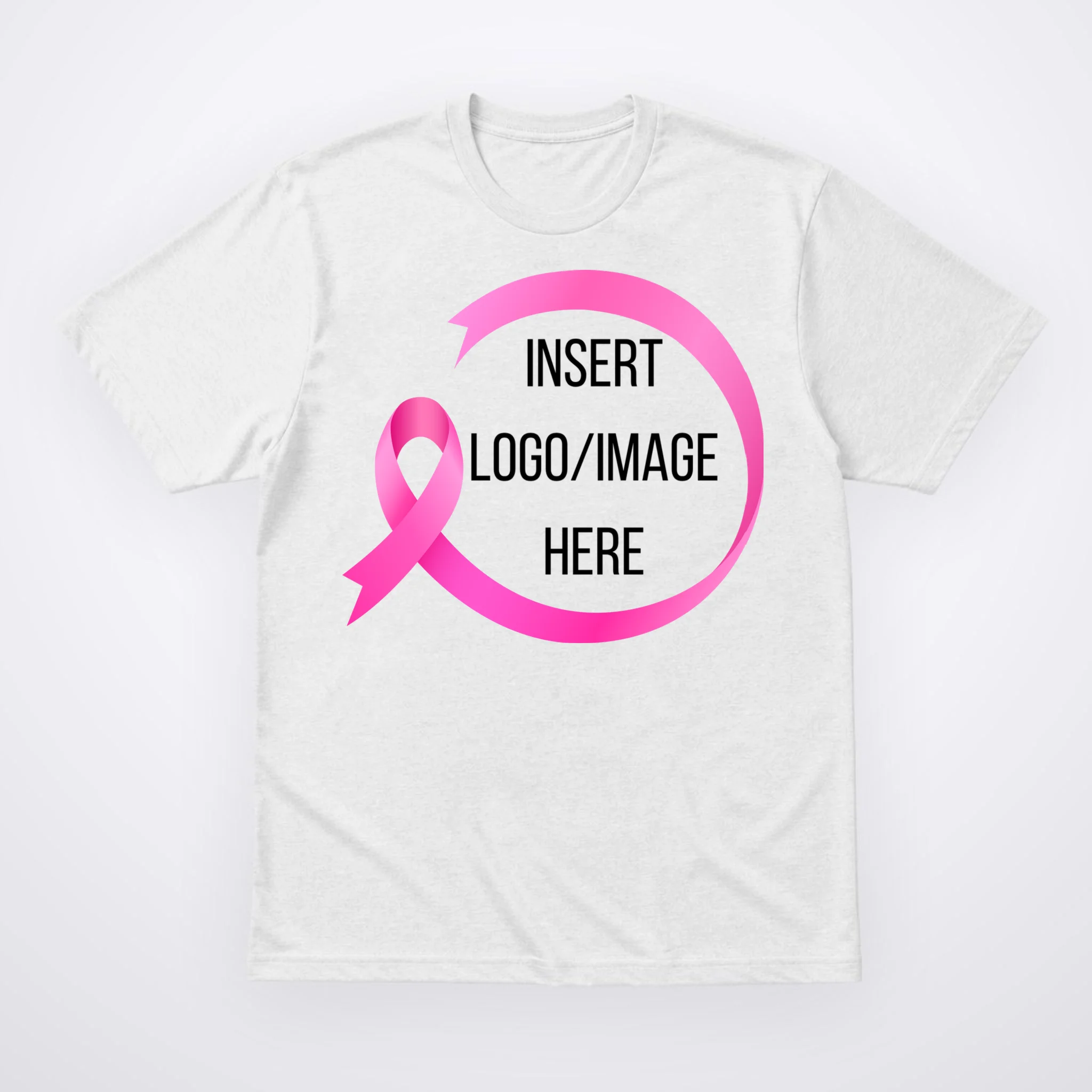 Pink Ribbon Breast Cancer Awareness Company Logo Custom T-Shirt Front