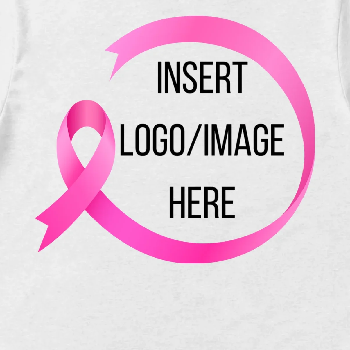 Pink Ribbon Breast Cancer Awareness Company Logo Custom Men's T-Shirt - Front - Close-up