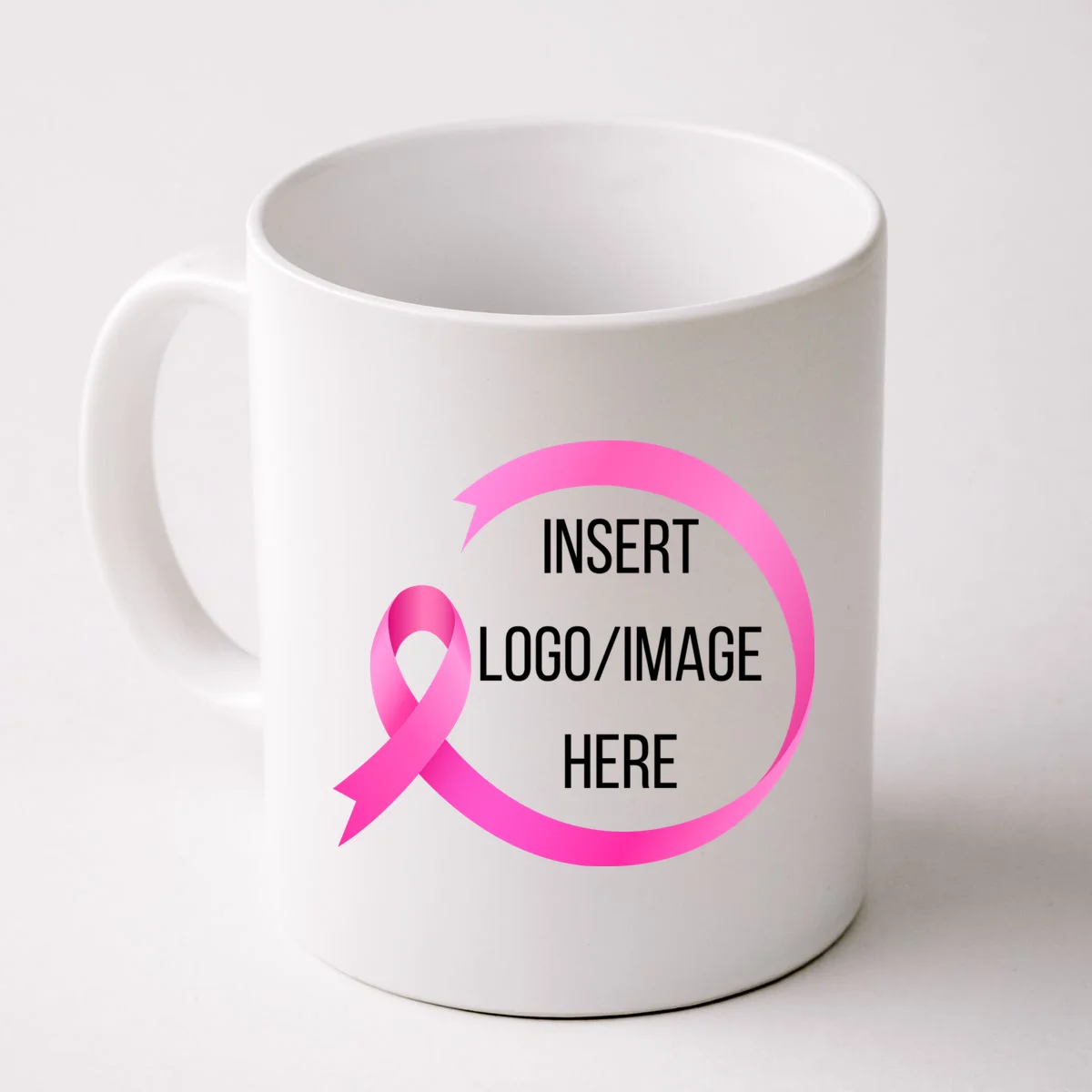Pink Ribbon Breast Cancer Awareness Company Logo Custom Coffee Mug - Front
