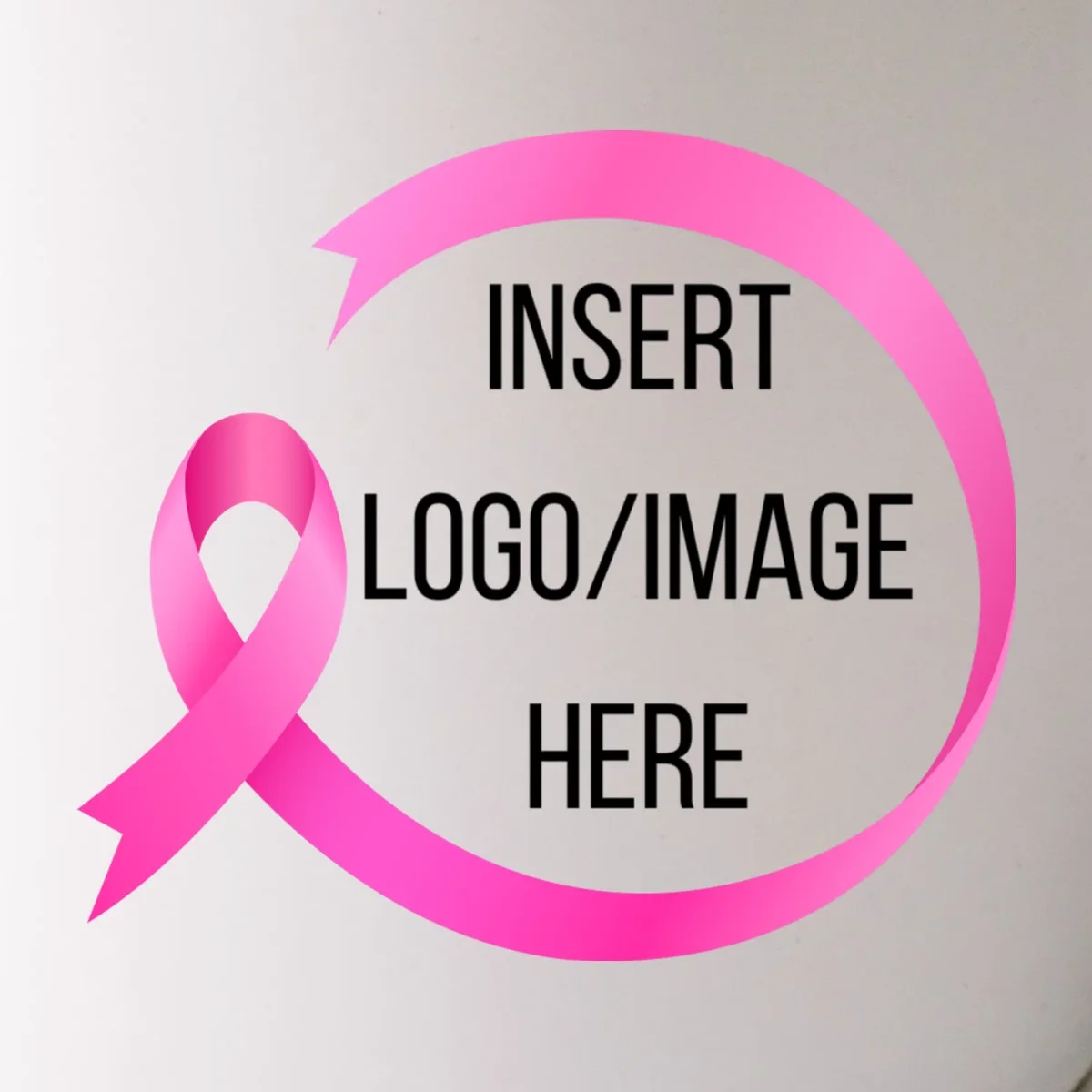 Pink Ribbon Breast Cancer Awareness Company Logo Custom Mug - Front - Close-up