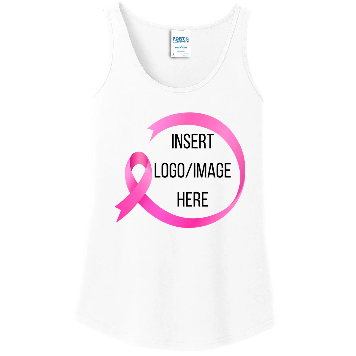 Pink Ribbon Breast Cancer Awareness Company Logo Custom Women's Tank Top - Front