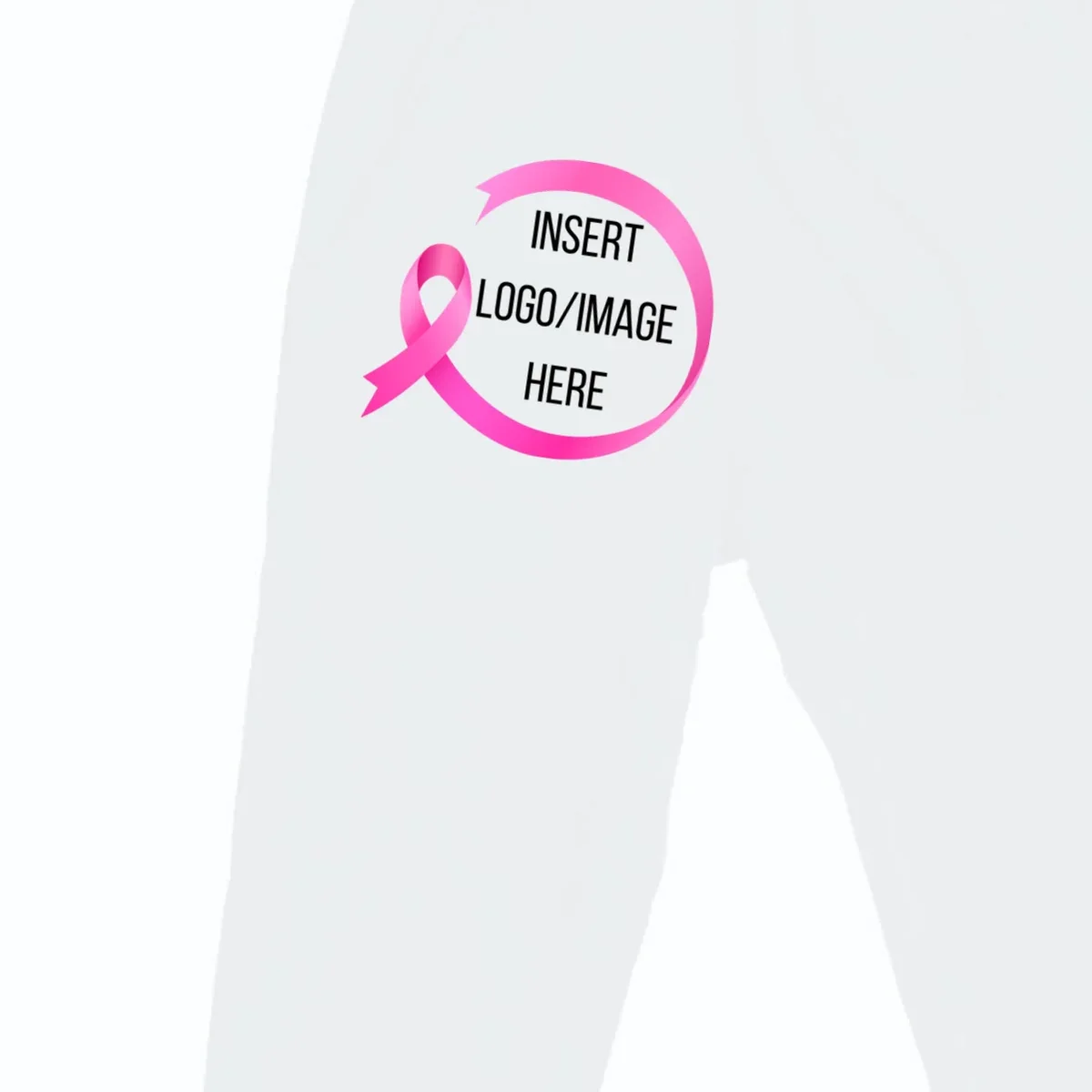 Pink Ribbon Breast Cancer Awareness Company Logo Custom Men's Sweatpants - Front - Close-up