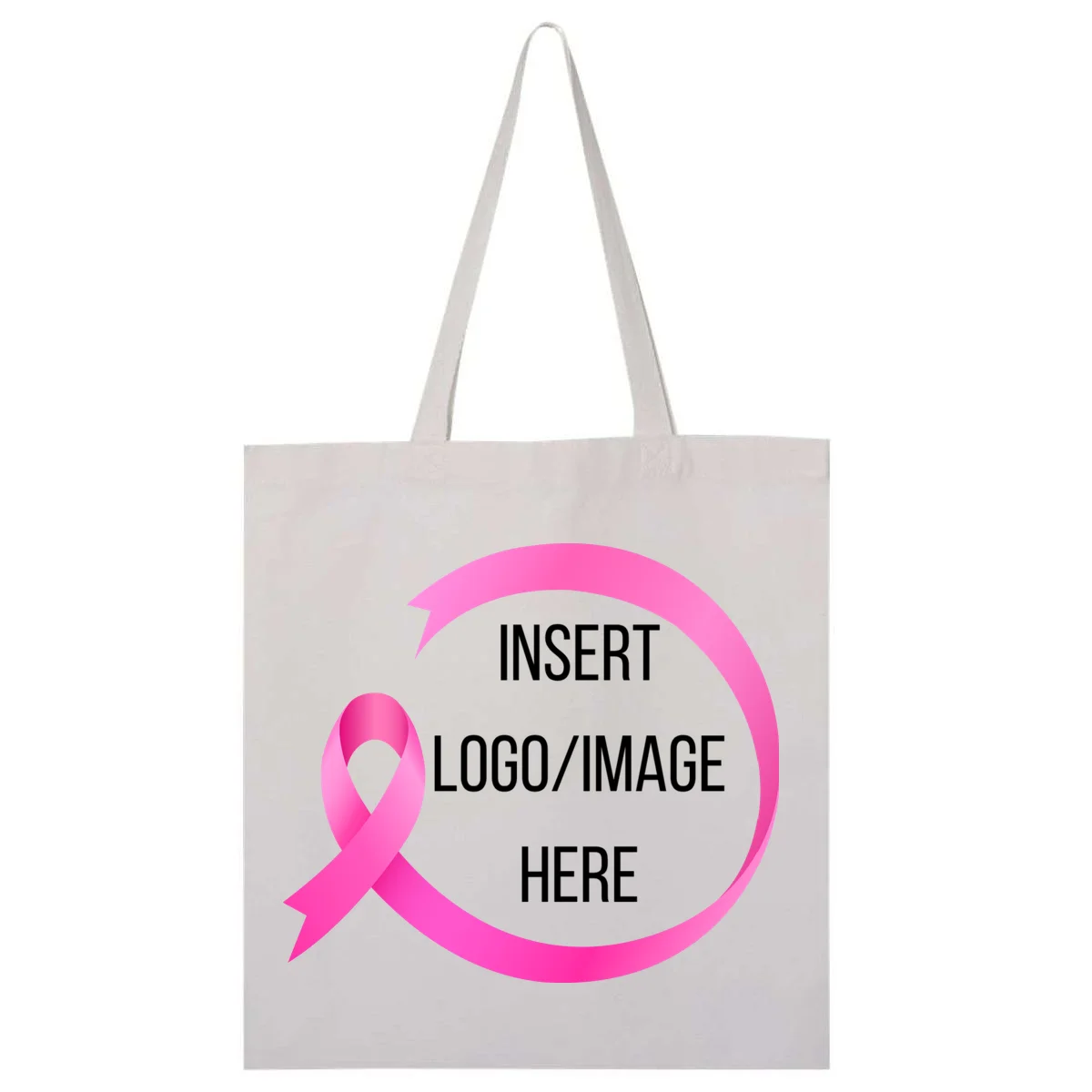 Pink Ribbon Breast Cancer Awareness Company Logo Custom Tote Bag - Front