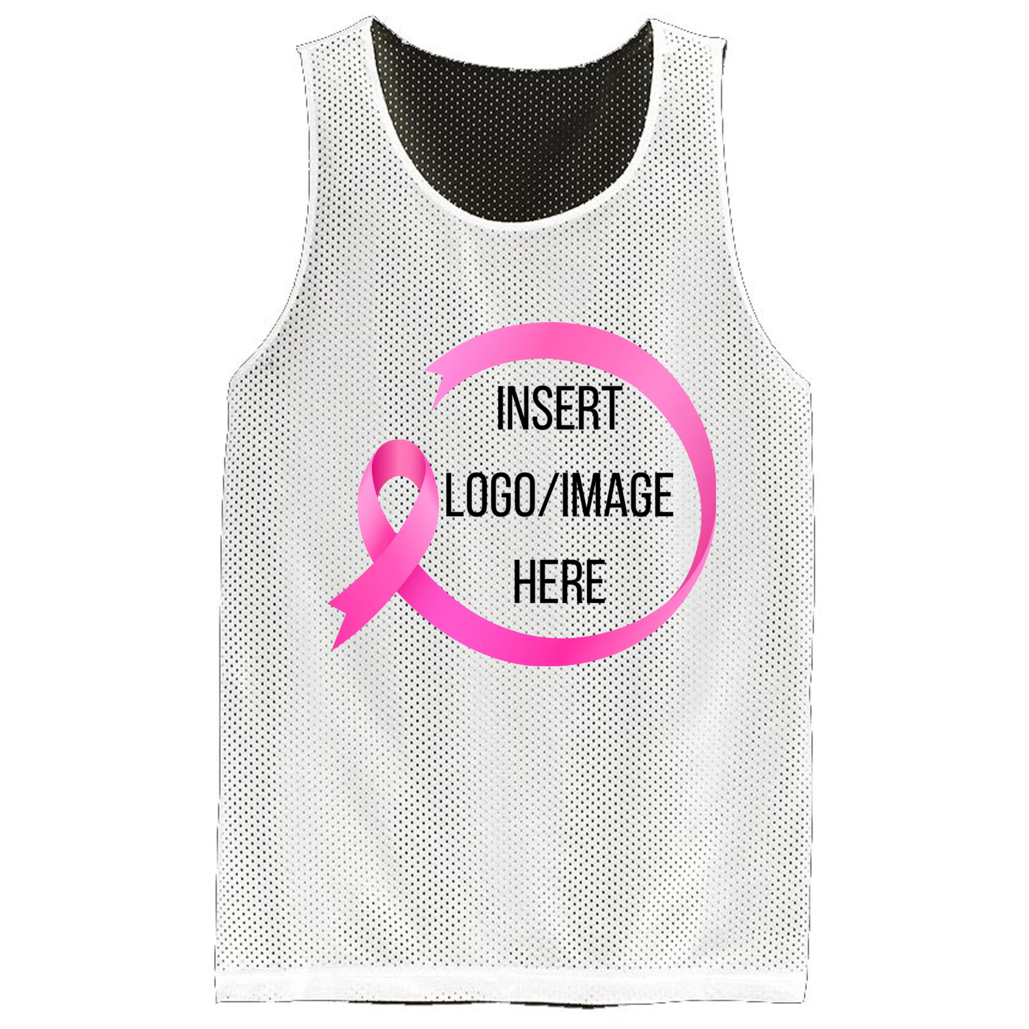 Pink Ribbon Breast Cancer Awareness Company Logo Custom Men's Basketball Jersey - Front
