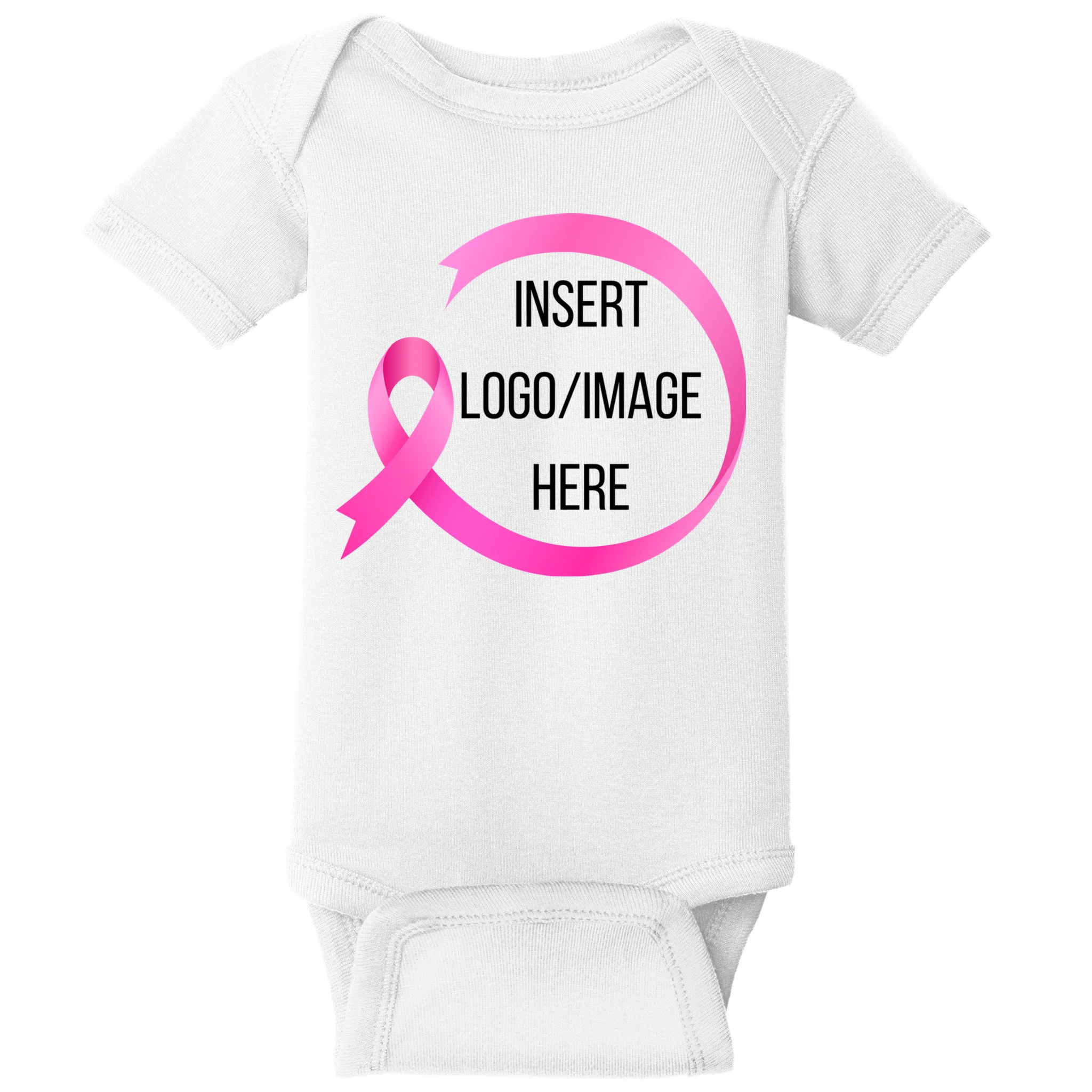 Pink Ribbon Breast Cancer Awareness Company Logo Custom Baby Bodysuit Front