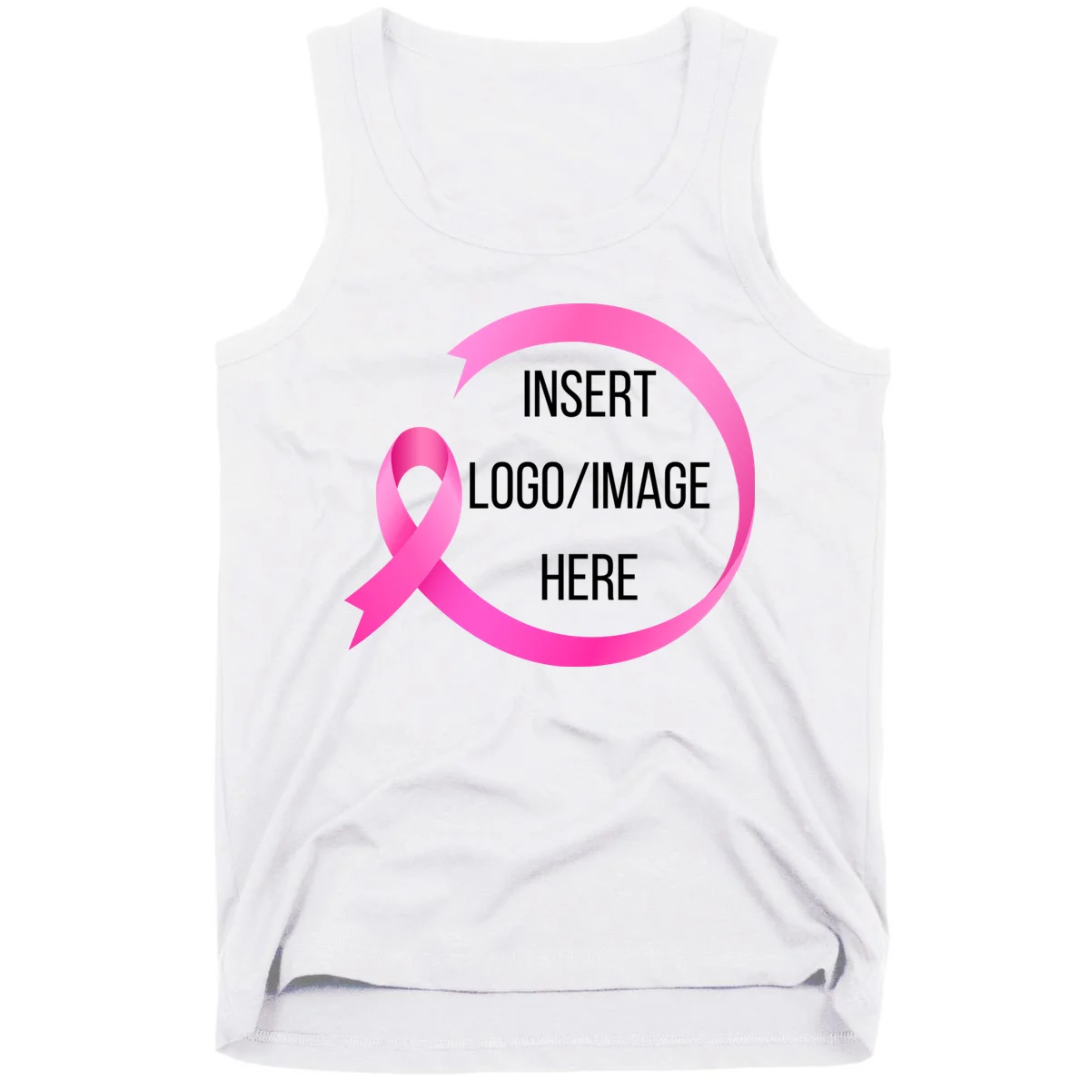 Pink Ribbon Breast Cancer Awareness Company Logo Custom Tank Top - Front