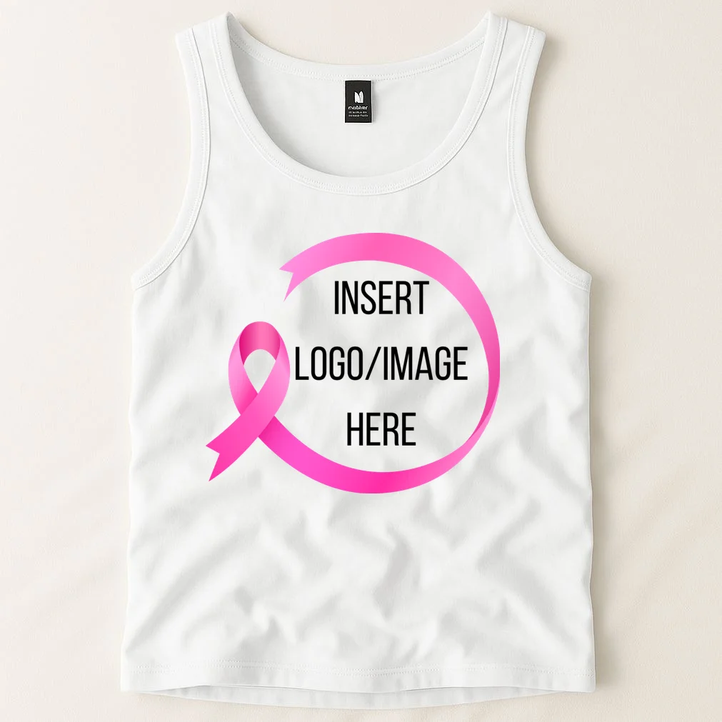 Pink Ribbon Breast Cancer Awareness Company Logo Custom Tank Top - Front 1