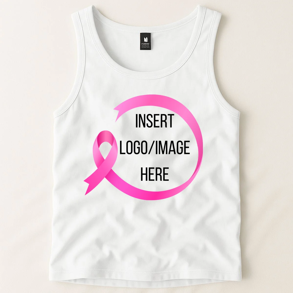 Pink Ribbon Breast Cancer Awareness Company Logo Custom Tank Top - Front 1