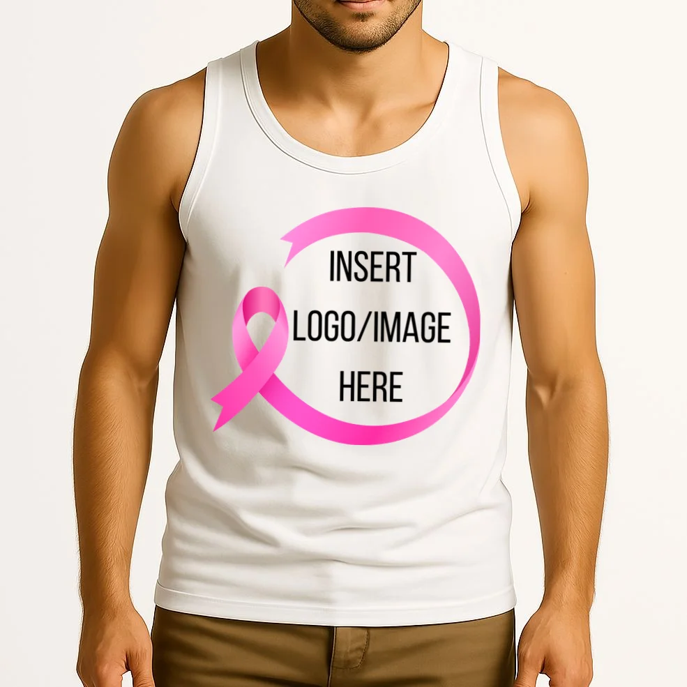 Pink Ribbon Breast Cancer Awareness Company Logo Custom Tank Top - Front 2