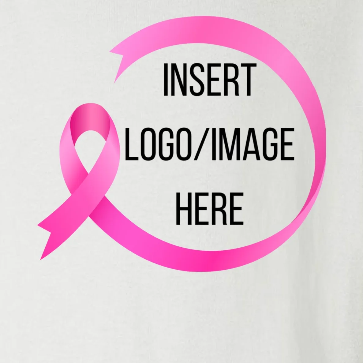 Pink Ribbon Breast Cancer Awareness Company Logo Custom Toddler Long Sleeve Shirt - Front - Close-up