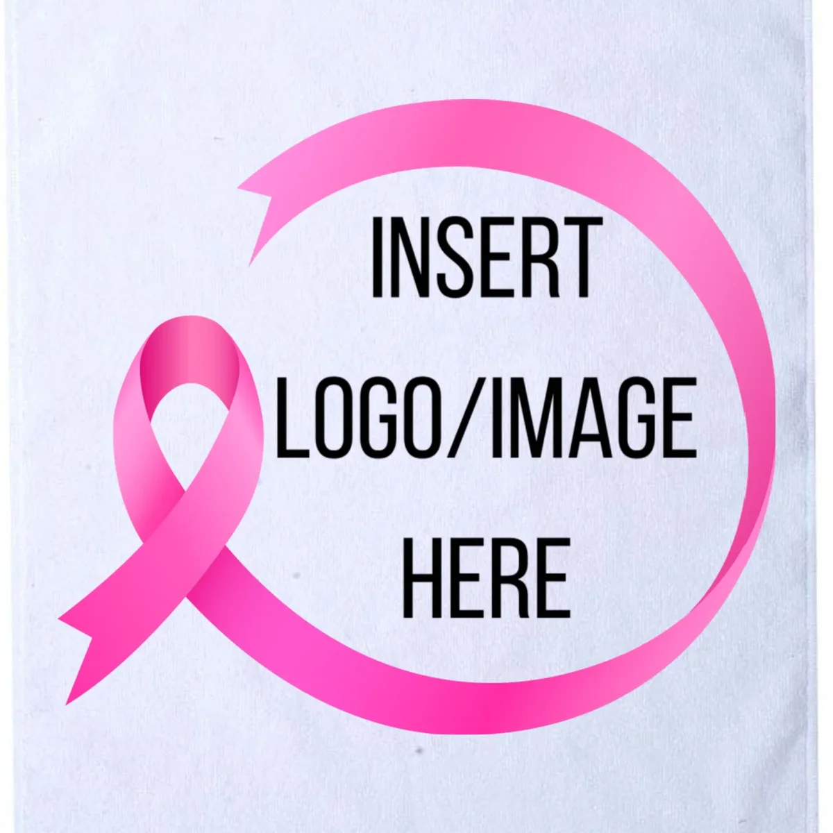Pink Ribbon Breast Cancer Awareness Company Logo Custom Golf Towel - Front - Close-up