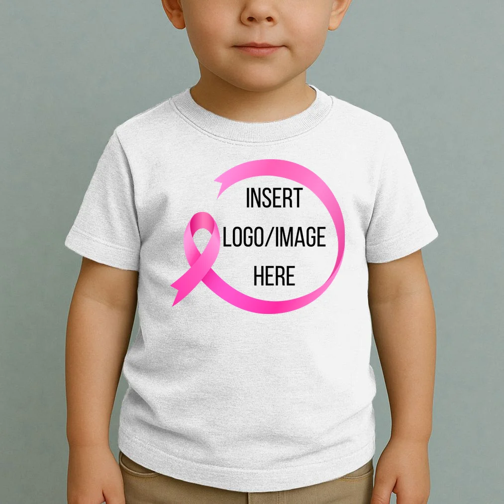 Pink Ribbon Breast Cancer Awareness Company Logo Custom Toddler T-Shirt - Front 1