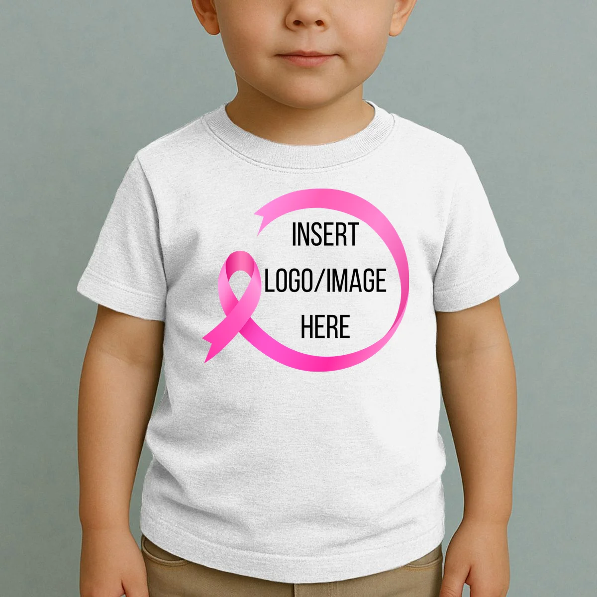Pink Ribbon Breast Cancer Awareness Company Logo Custom Toddler T-Shirt - Front 1