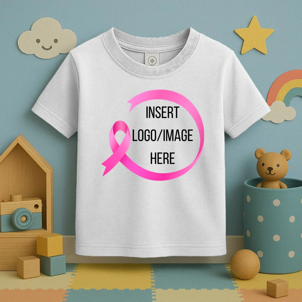 Pink Ribbon Breast Cancer Awareness Company Logo Custom Toddler T-Shirt - Front 2