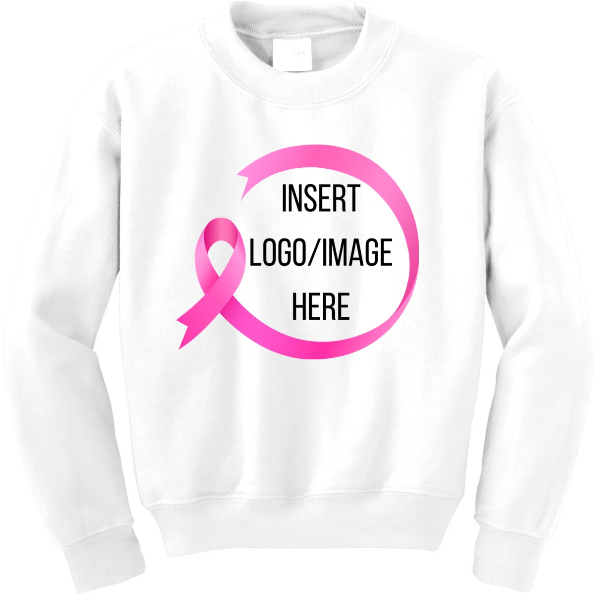 Pink Ribbon Breast Cancer Awareness Company Logo Custom Kids Sweatshirt - Front