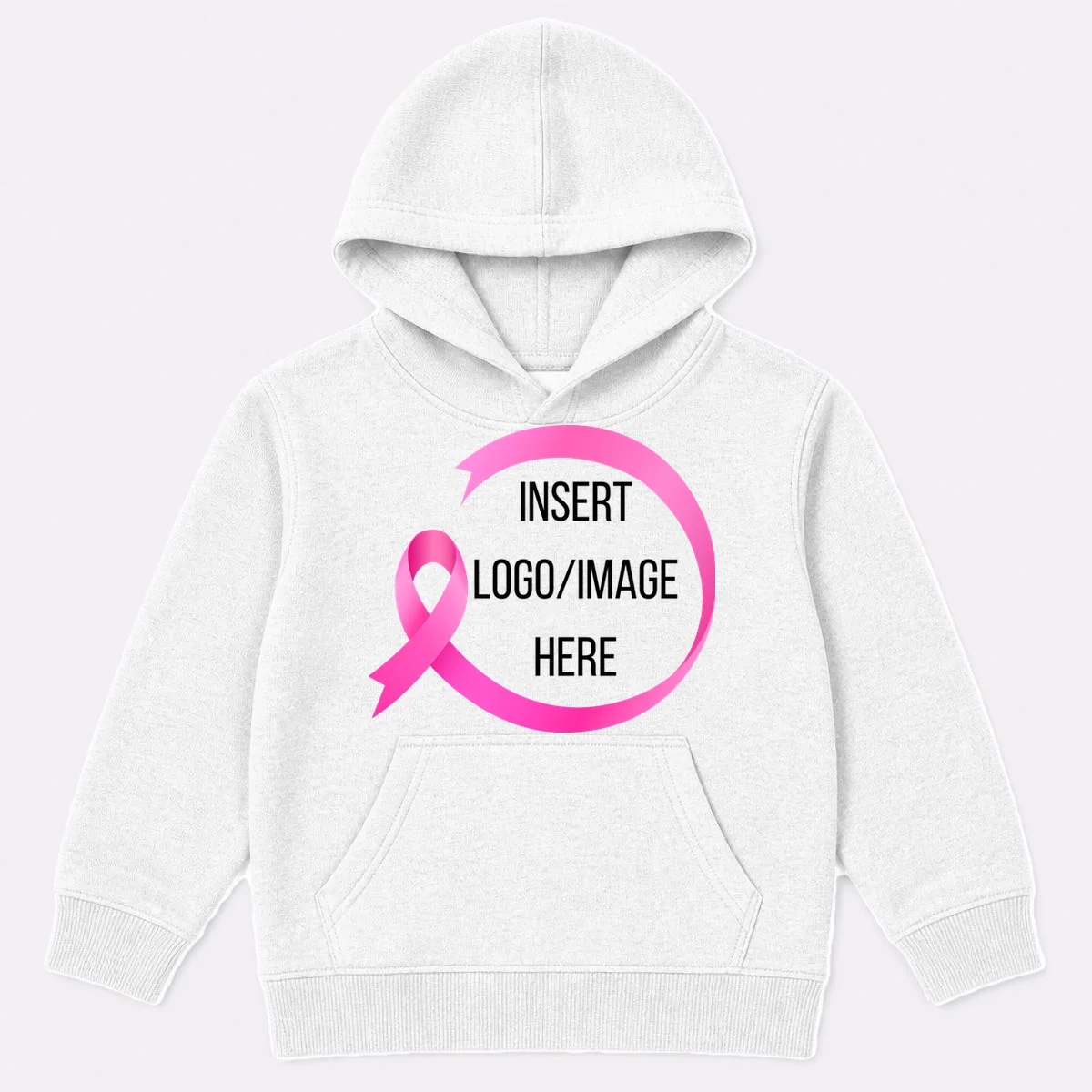 Pink Ribbon Breast Cancer Awareness Company Logo Custom Kids Hoodie - Front