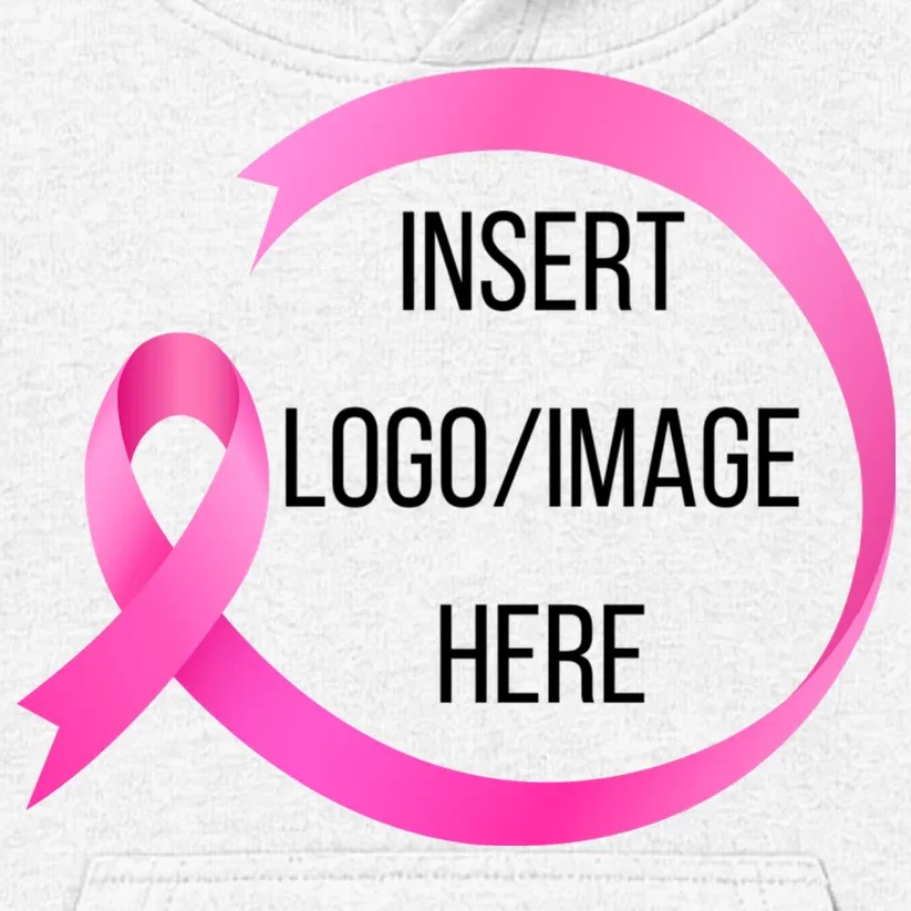 Pink Ribbon Breast Cancer Awareness Company Logo Custom Kids Hoodie - Front - Close-up
