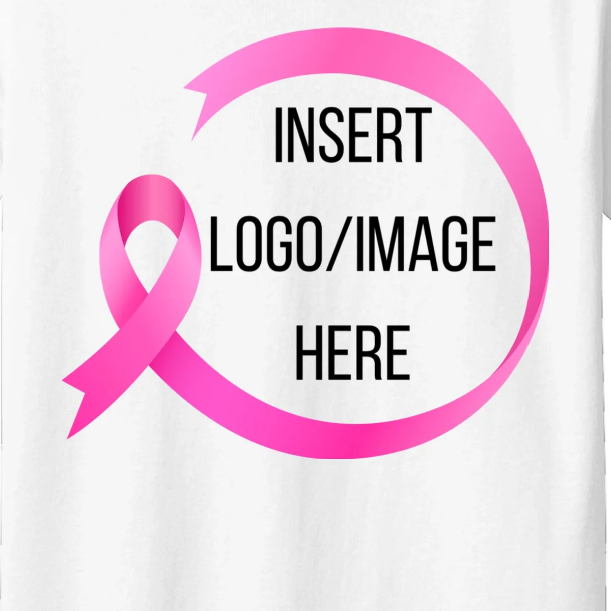 Pink Ribbon Breast Cancer Awareness Company Logo Custom Kids T-Shirt - Front - Close-up