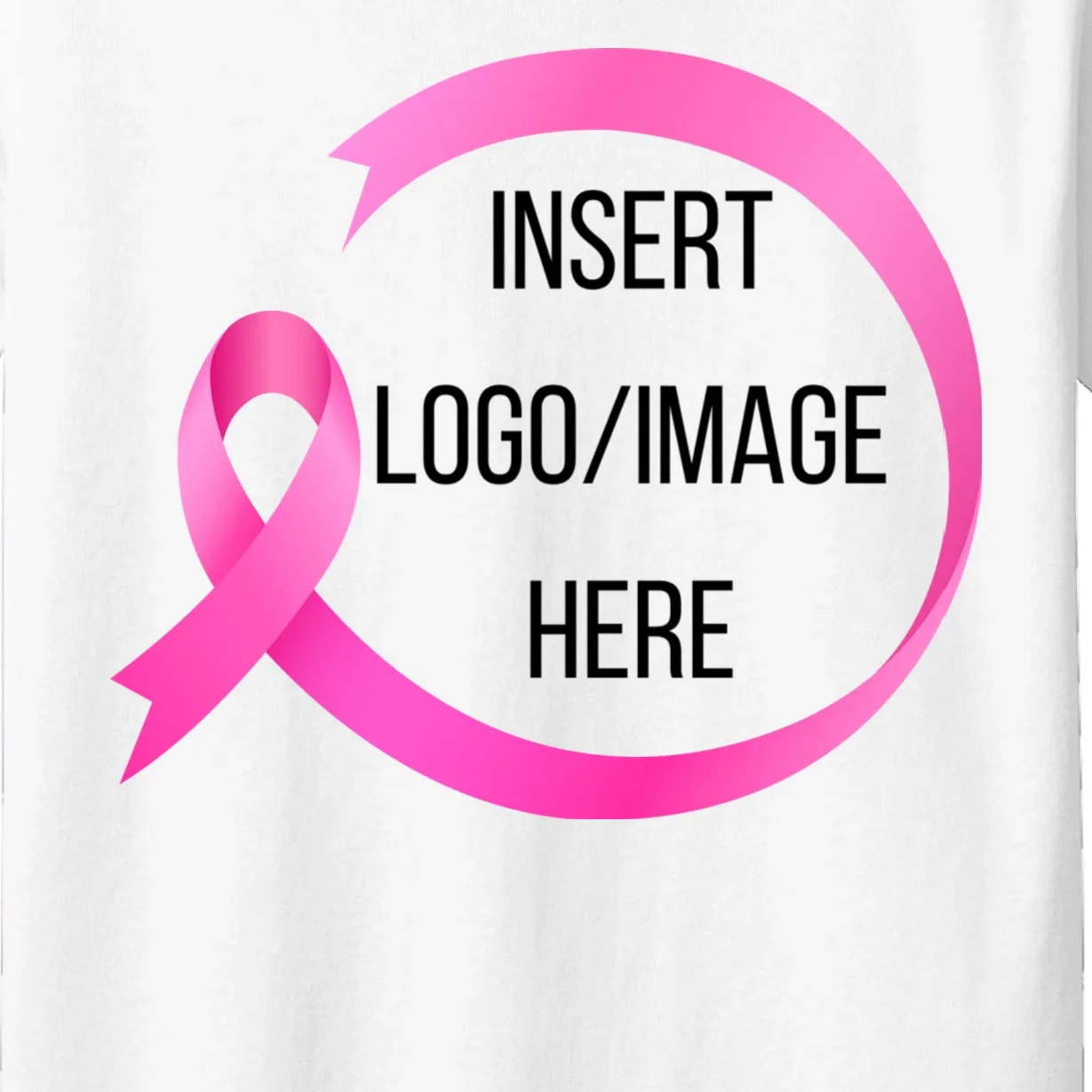 Pink Ribbon Breast Cancer Awareness Company Logo Custom Kids T-Shirt - Front - Close-up