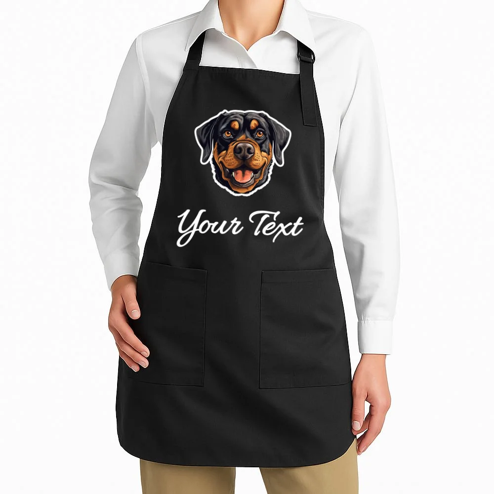 Personalized Rottweiler Pet Lover Custom Text Apron - Front 1