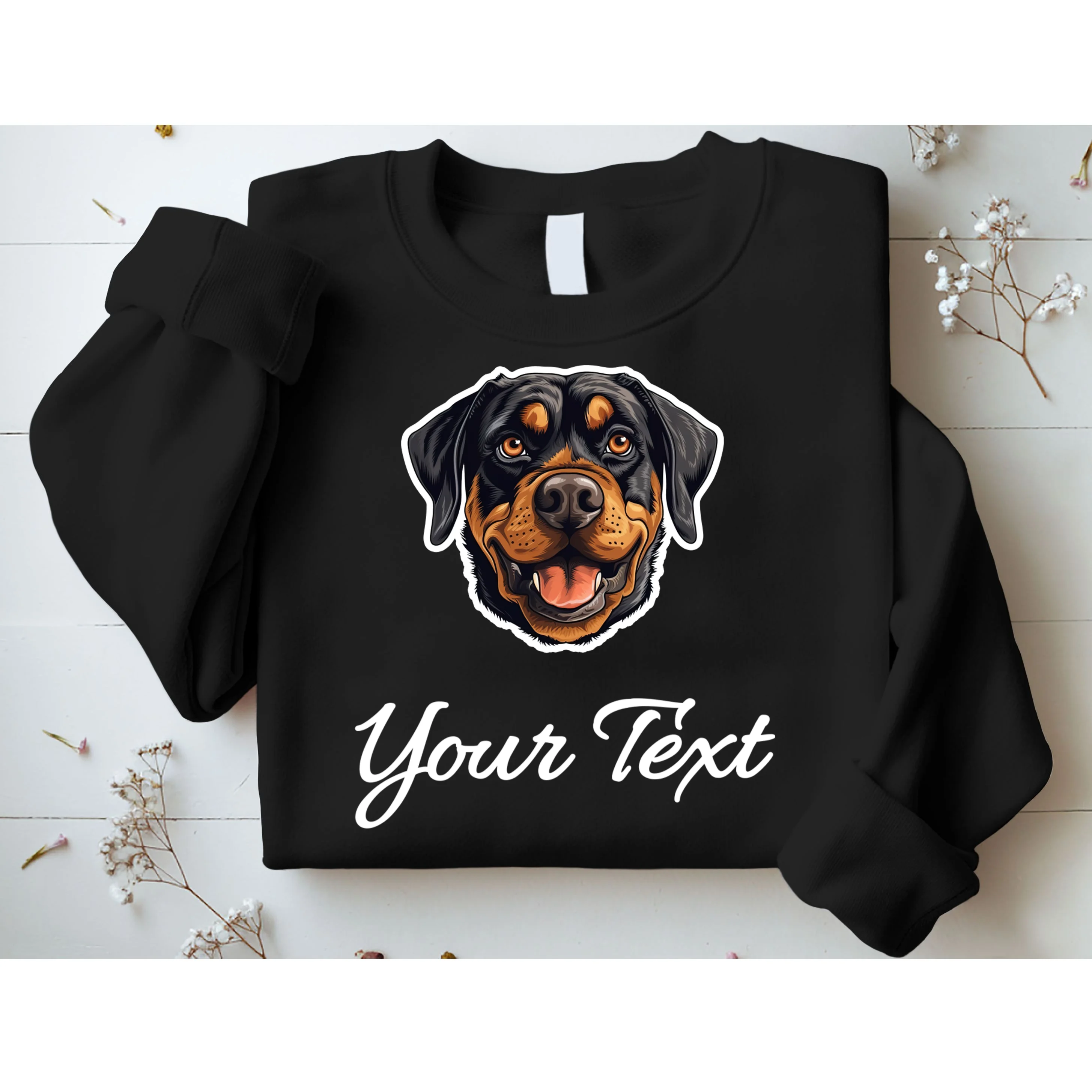 Personalized Rottweiler Pet Lover Custom Text Sweatshirt - Front 1