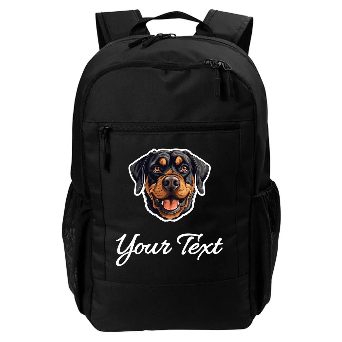 Personalized Rottweiler Pet Lover Custom Text Backpack - Front