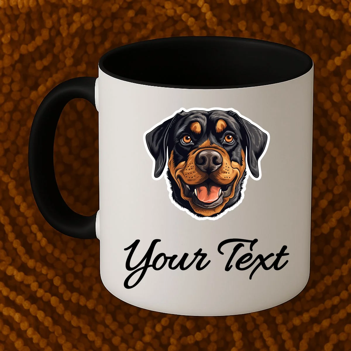 Personalized Rottweiler Pet Lover Custom Text Coffee Mug - Front 1