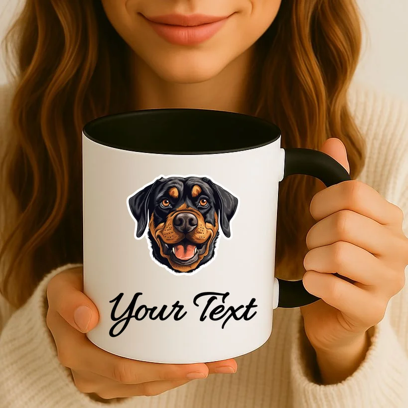 Personalized Rottweiler Pet Lover Custom Text Coffee Mug - Front 2