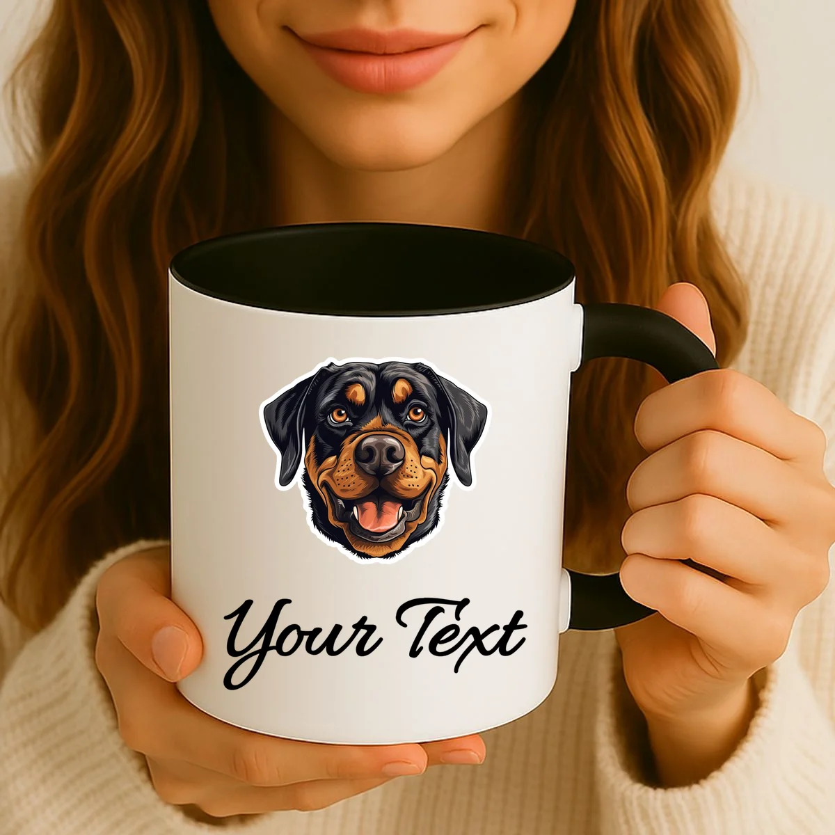 Personalized Rottweiler Pet Lover Custom Text Mug - Front 2