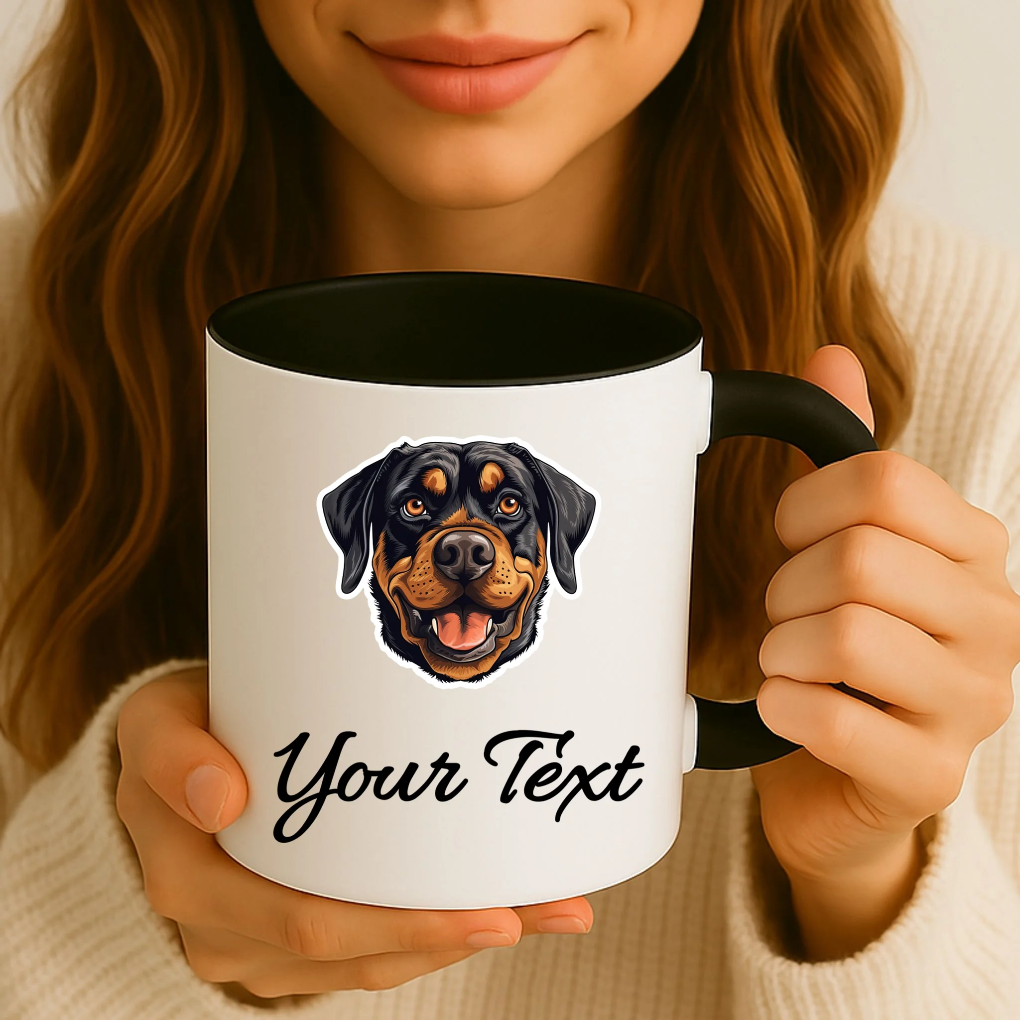 Personalized Rottweiler Pet Lover Custom Text Mug - Front 2