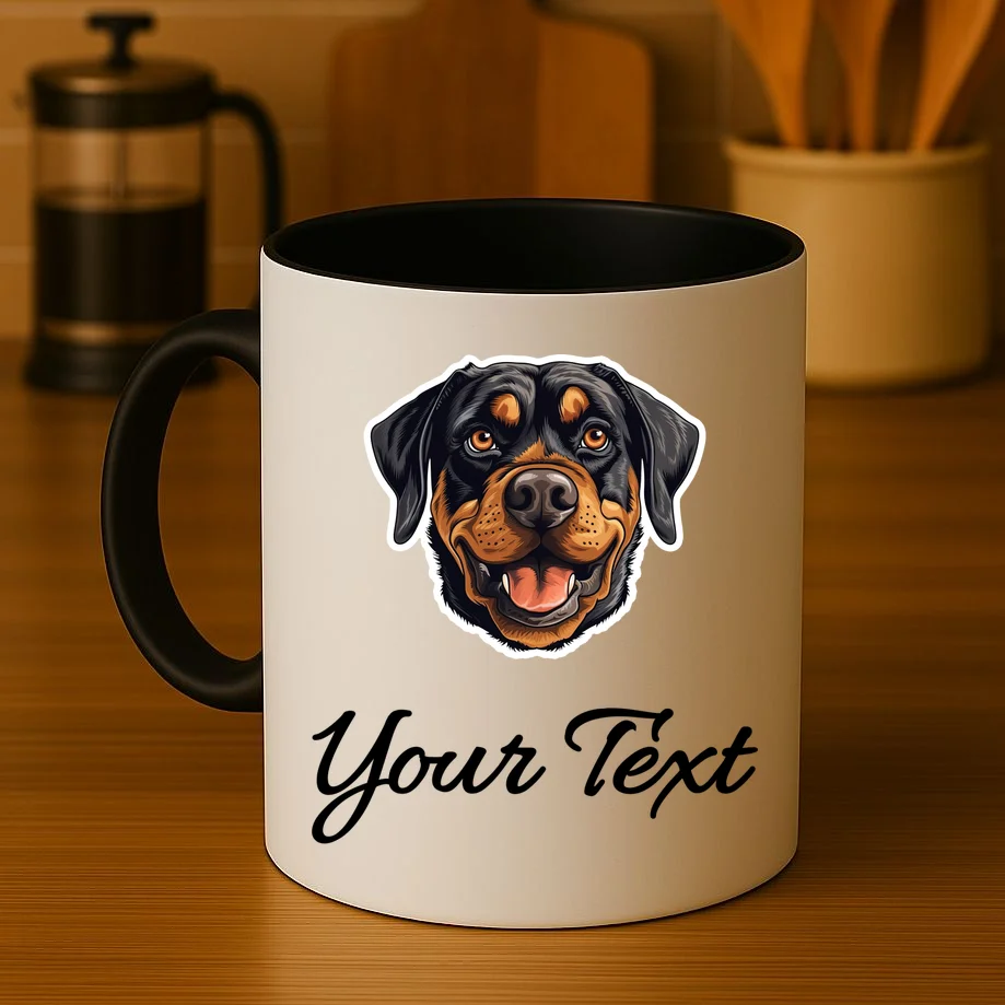 Personalized Rottweiler Pet Lover Custom Text Coffee Mug - Front 3