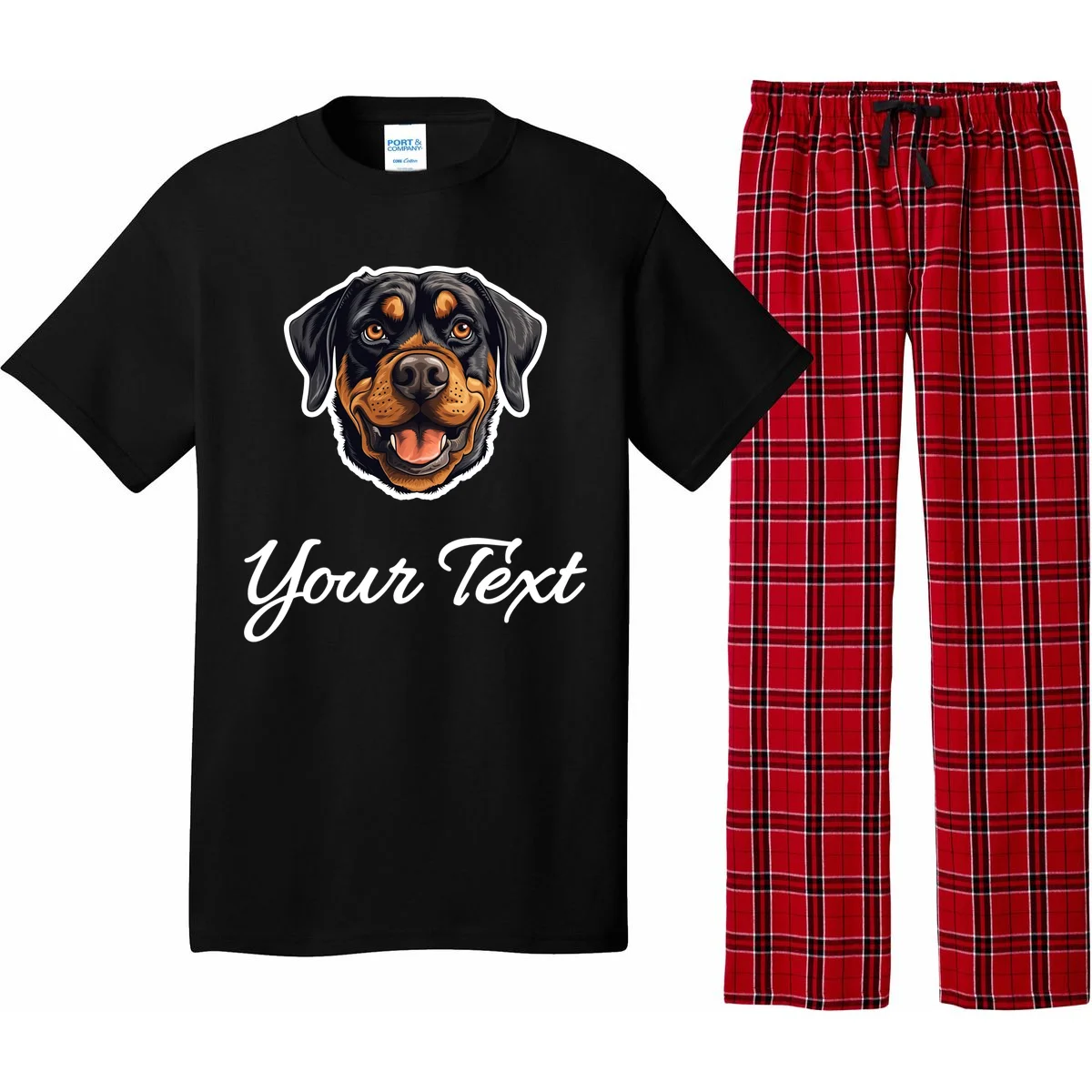 Personalized Rottweiler Pet Lover Custom Text Pajama Set - Front